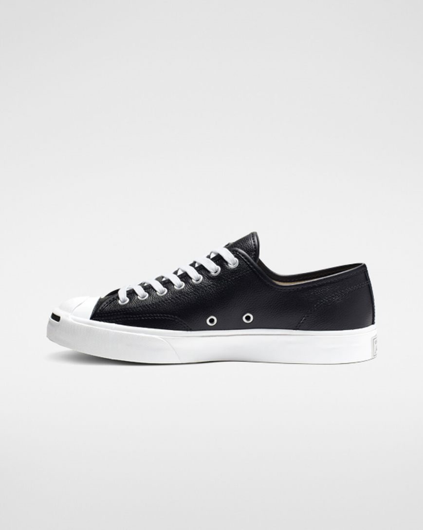 Tenisi Barbati Converse Jack Purcell Piele Negrii Albi | RO Z0EFY205